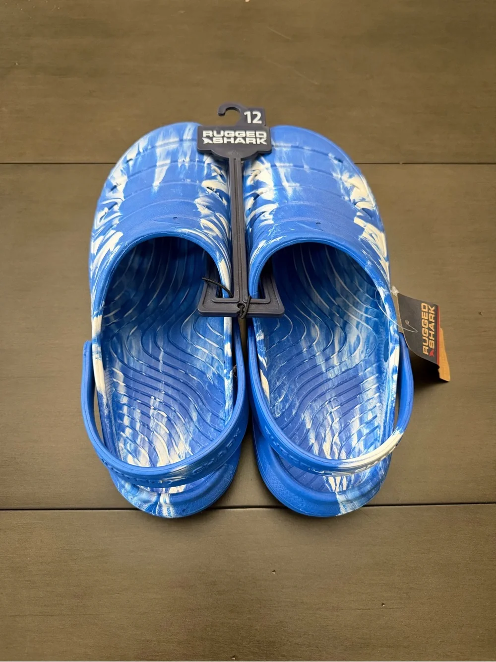Rugged Shark Blue & White Slip-On Clog (Size 12)